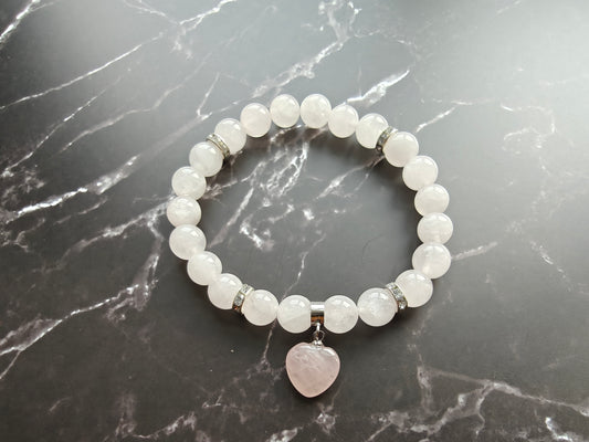 Rosakvarts armbånd - 16 cm
